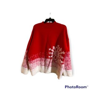 Beautiful soft winter sweater in red with white snowflakes! NWT
